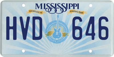 MS license plate HVD646