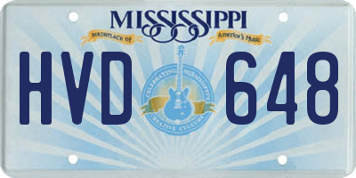 MS license plate HVD648
