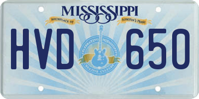 MS license plate HVD650