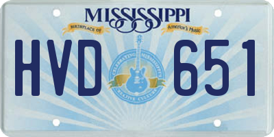 MS license plate HVD651