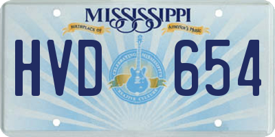 MS license plate HVD654