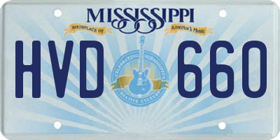 MS license plate HVD660