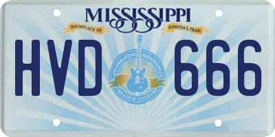 MS license plate HVD666