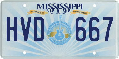 MS license plate HVD667