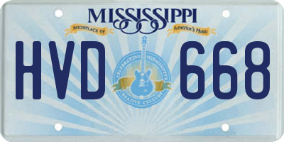 MS license plate HVD668