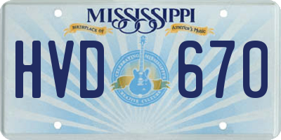 MS license plate HVD670