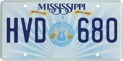 MS license plate HVD680