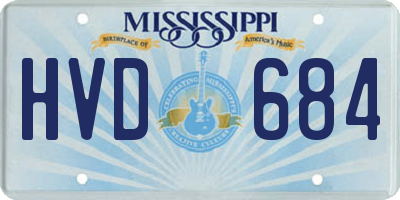 MS license plate HVD684