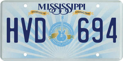 MS license plate HVD694