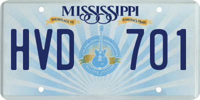 MS license plate HVD701