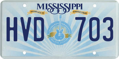MS license plate HVD703