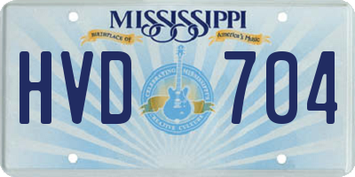 MS license plate HVD704