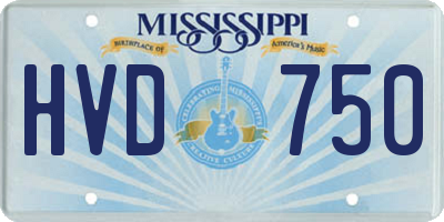 MS license plate HVD750