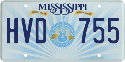 MS license plate HVD755