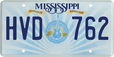 MS license plate HVD762