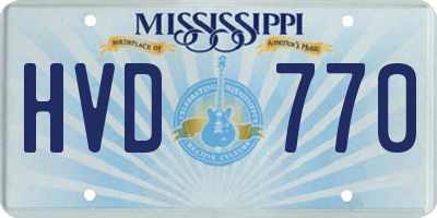 MS license plate HVD770