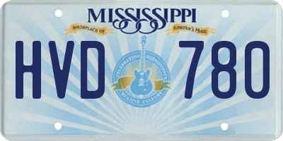 MS license plate HVD780