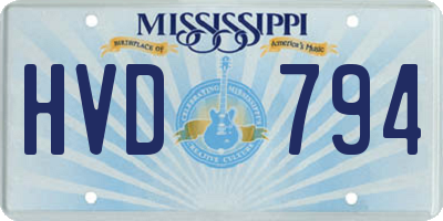 MS license plate HVD794