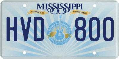 MS license plate HVD800