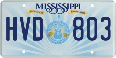 MS license plate HVD803