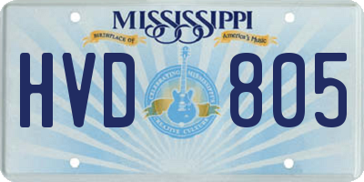 MS license plate HVD805