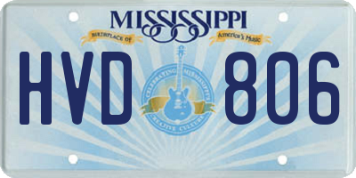 MS license plate HVD806