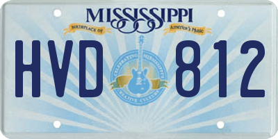 MS license plate HVD812