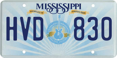 MS license plate HVD830