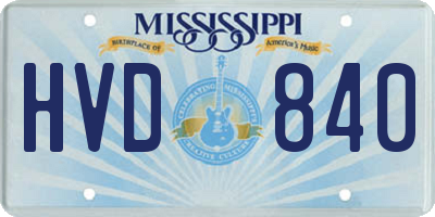 MS license plate HVD840