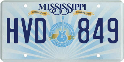 MS license plate HVD849