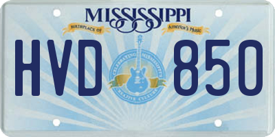 MS license plate HVD850