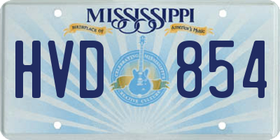MS license plate HVD854