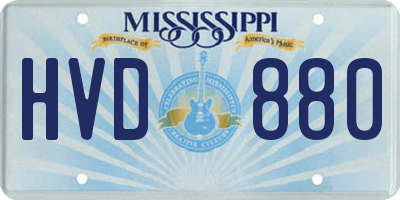 MS license plate HVD880