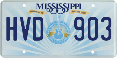 MS license plate HVD903