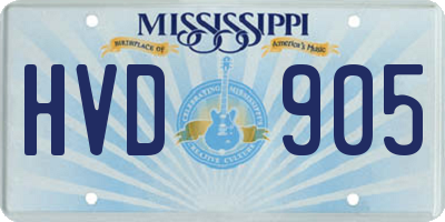 MS license plate HVD905