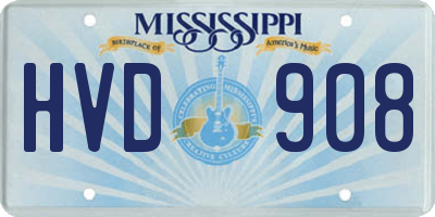 MS license plate HVD908