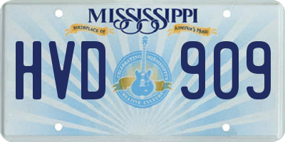 MS license plate HVD909
