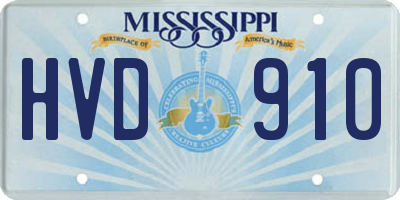 MS license plate HVD910