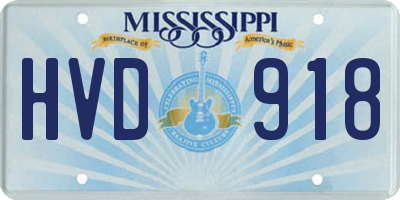 MS license plate HVD918