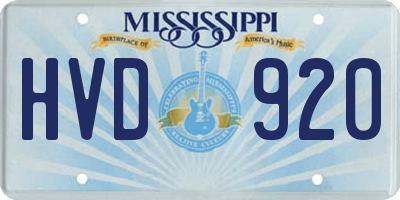 MS license plate HVD920