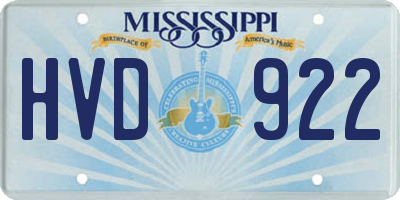 MS license plate HVD922