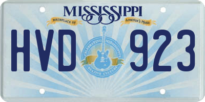 MS license plate HVD923