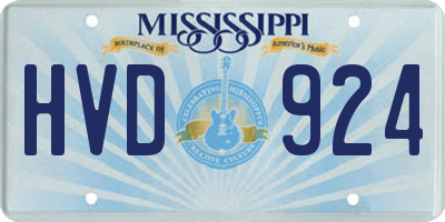 MS license plate HVD924