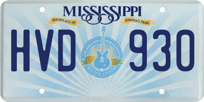 MS license plate HVD930