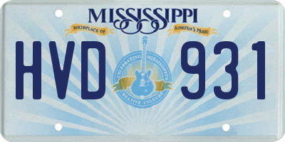 MS license plate HVD931