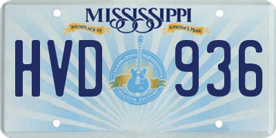 MS license plate HVD936