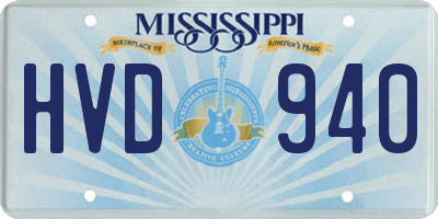 MS license plate HVD940