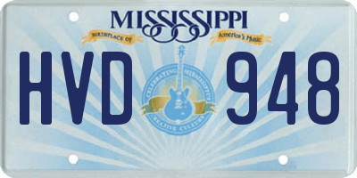 MS license plate HVD948