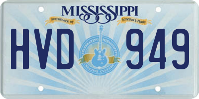 MS license plate HVD949