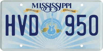 MS license plate HVD950